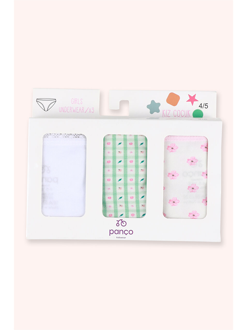 Karışık Kız Çocuk Çiçek Desenli 3'lü Slip Seti-1