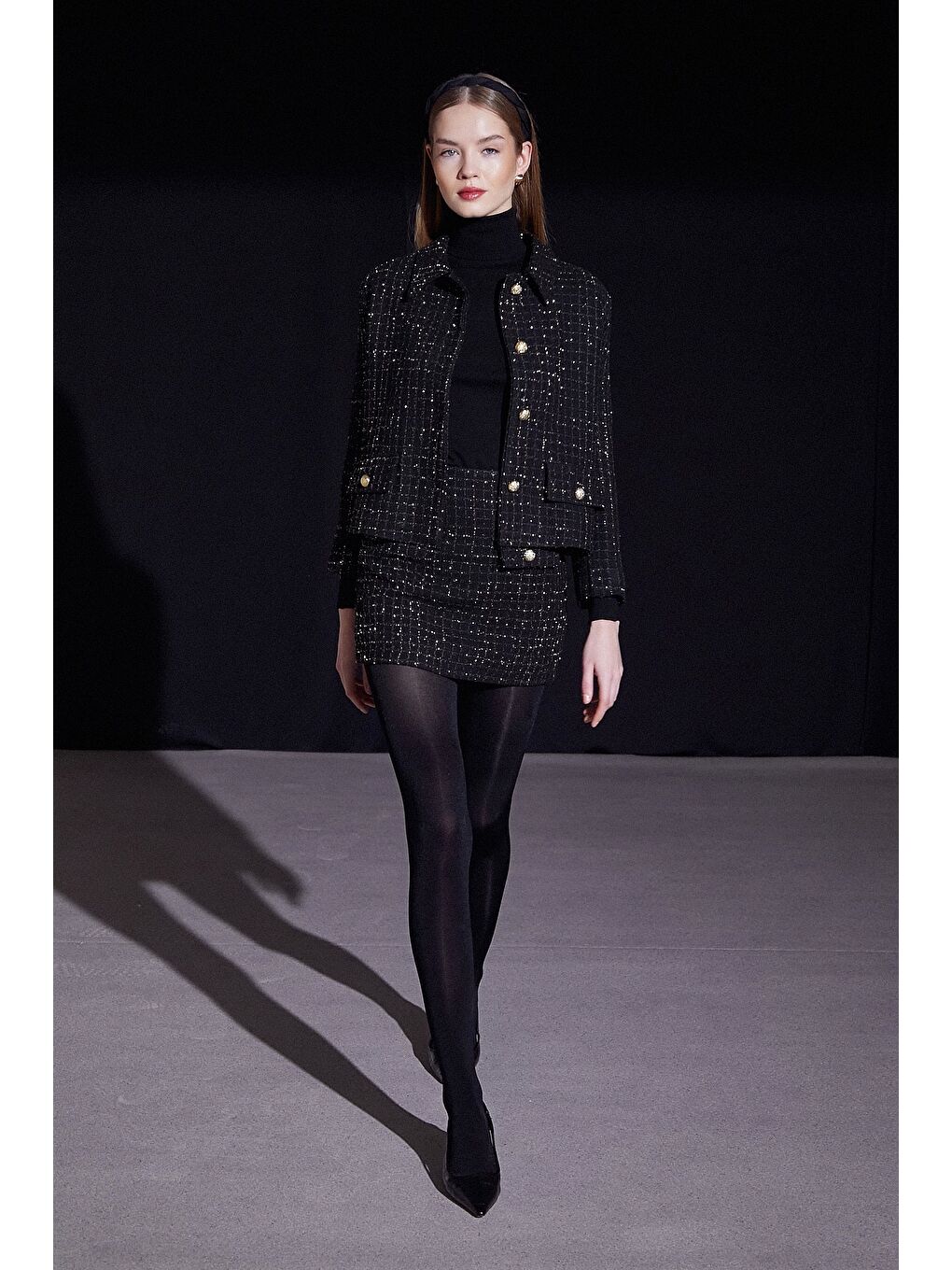 Cep Kapaklı Simli Etek Siyah-1