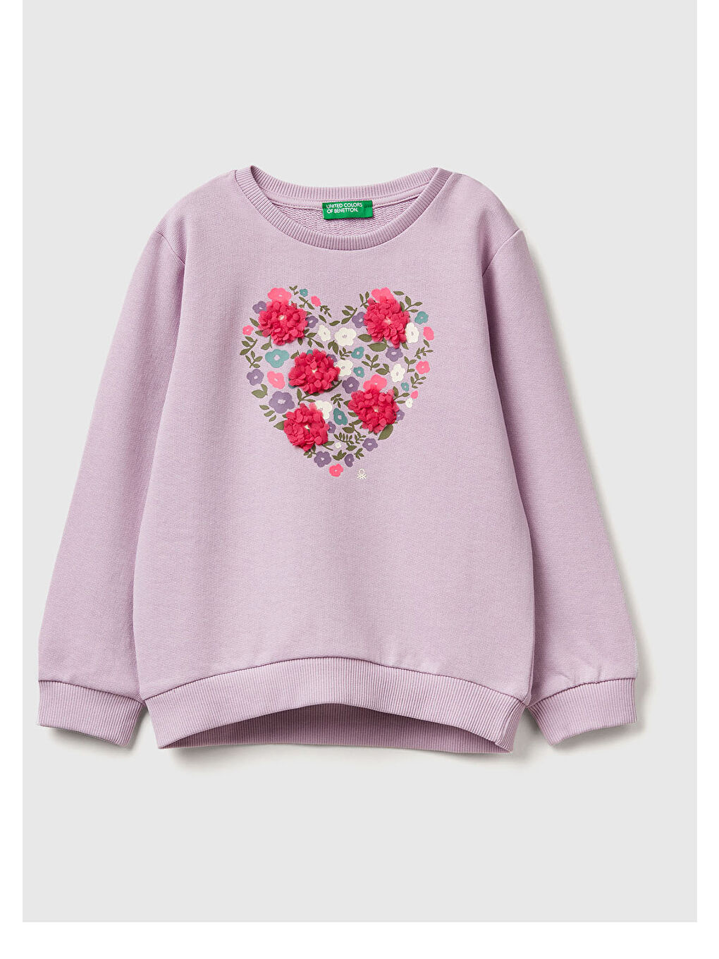 Kız Çocuk Lila Grafik Baskılı Ribanalı Regular Fit Sweatshirt