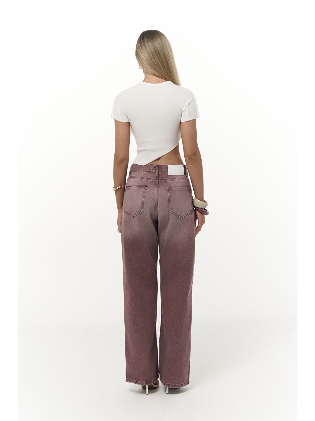 Volme Yıkamalı Bordo Jean Pantolon-3