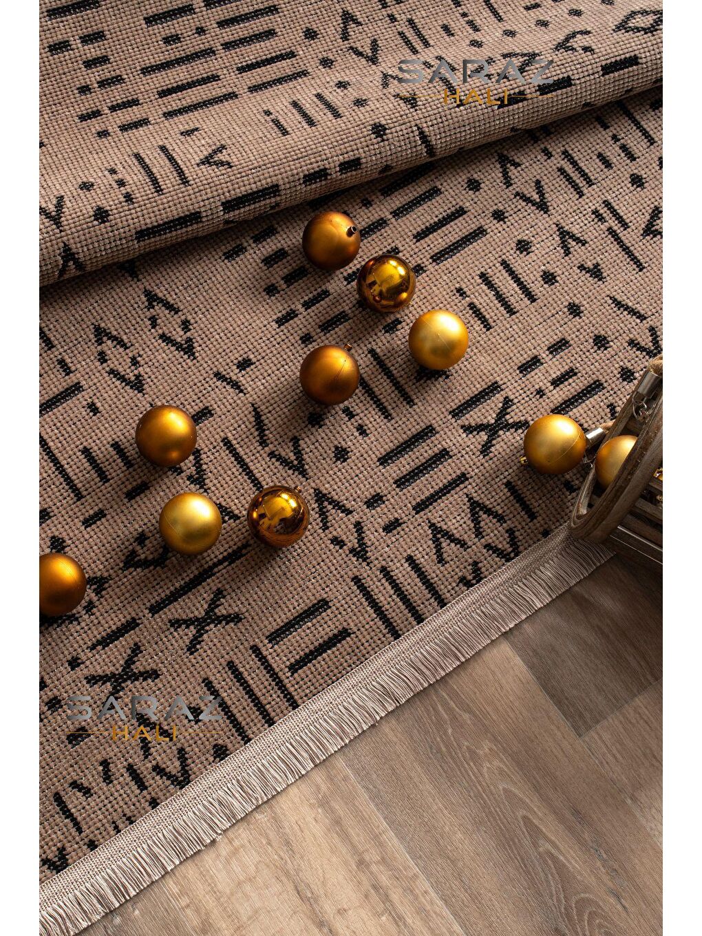 Bej İskandinav Saçaklı Kaymaz Kilim Vizon 120x180-1