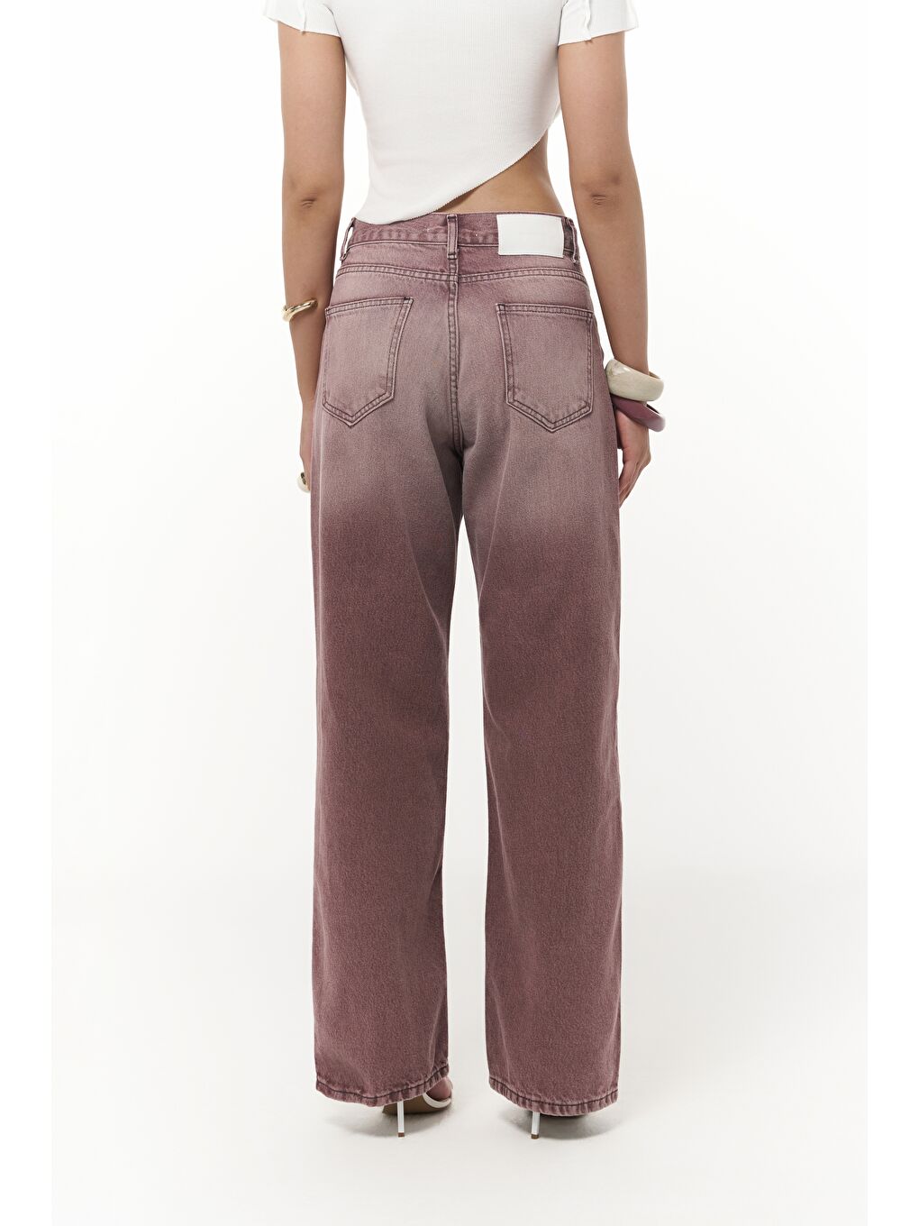 Volme Yıkamalı Bordo Jean Pantolon-5