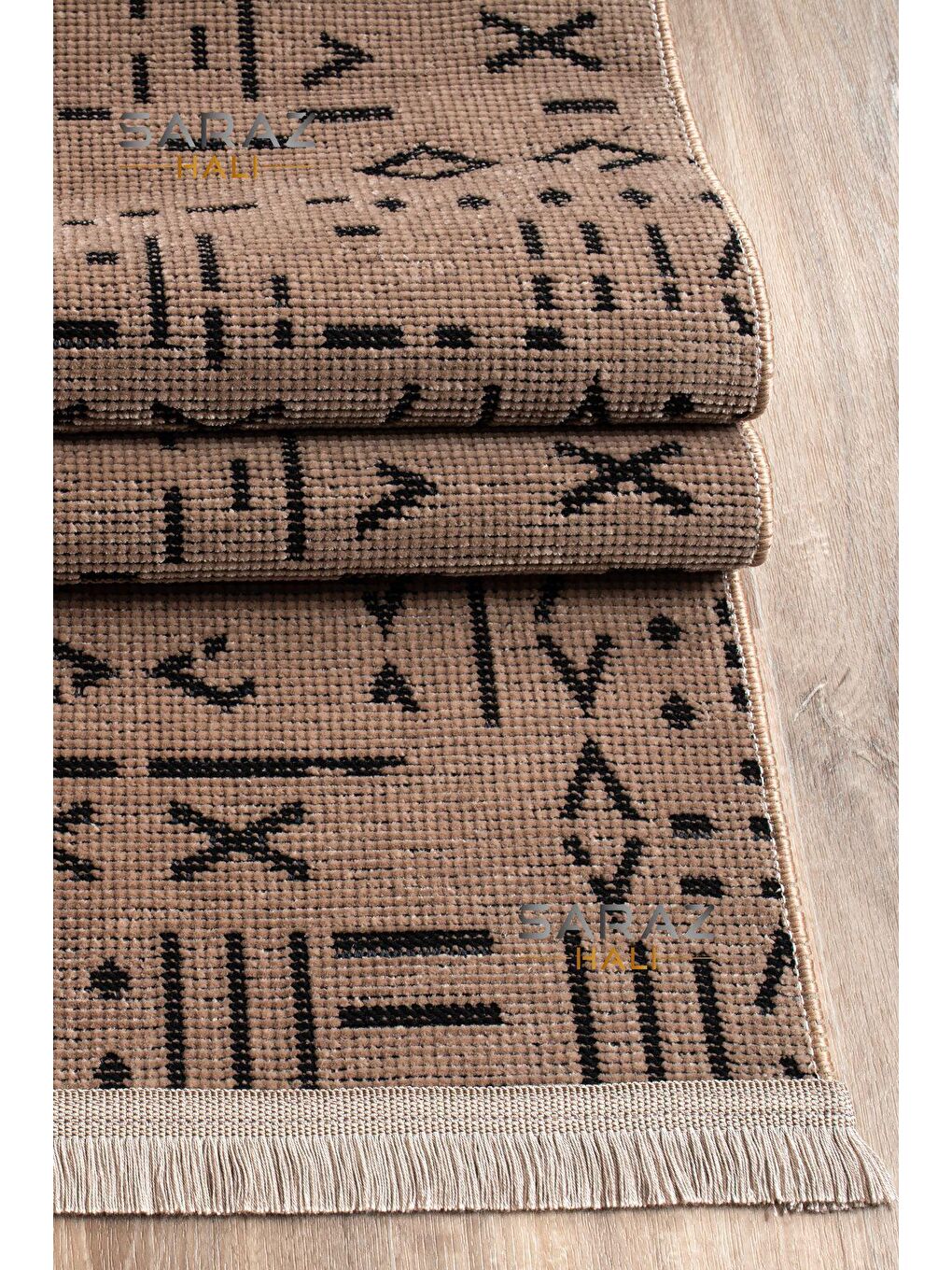 Bej İskandinav Saçaklı Kaymaz Kilim Vizon 120x180-2