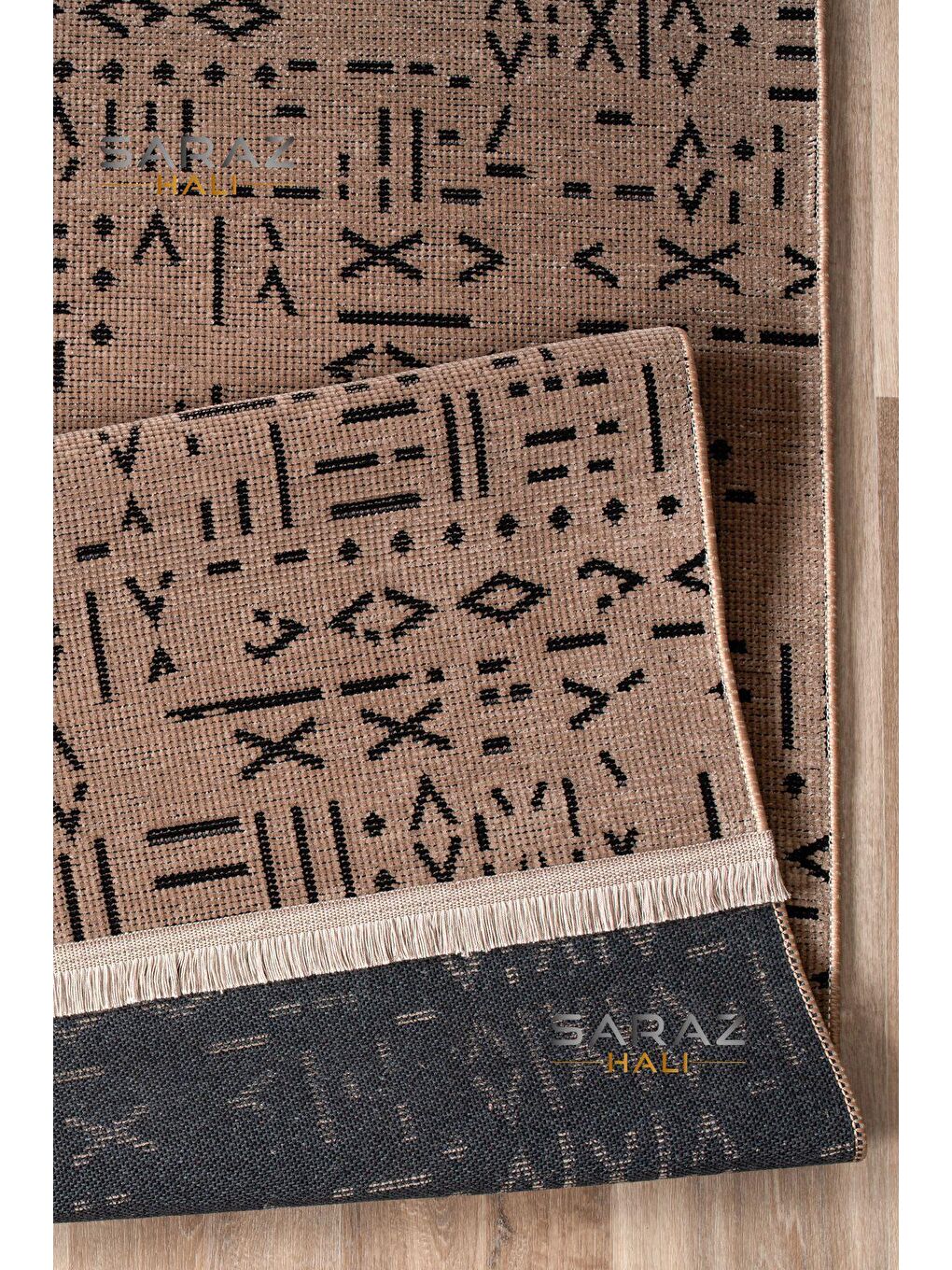 Bej İskandinav Saçaklı Kaymaz Kilim Vizon 120x180-3