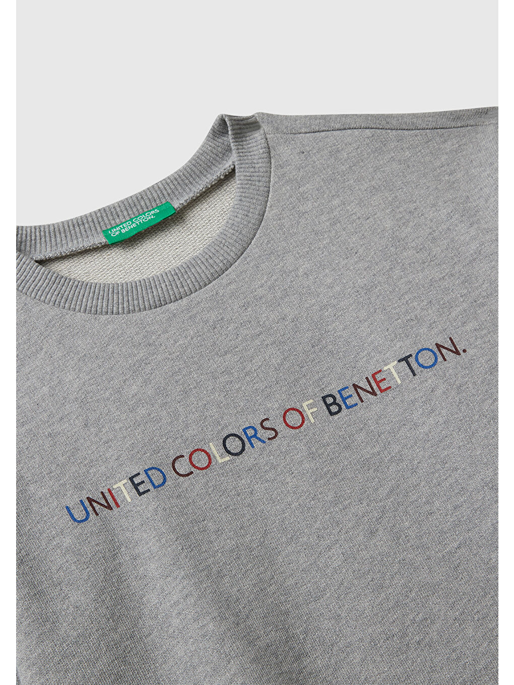 Erkek Çocuk Gri Melanj Önü Logo Baskılı Bisiklet Yaka Regular Fit Sweatshirt-2