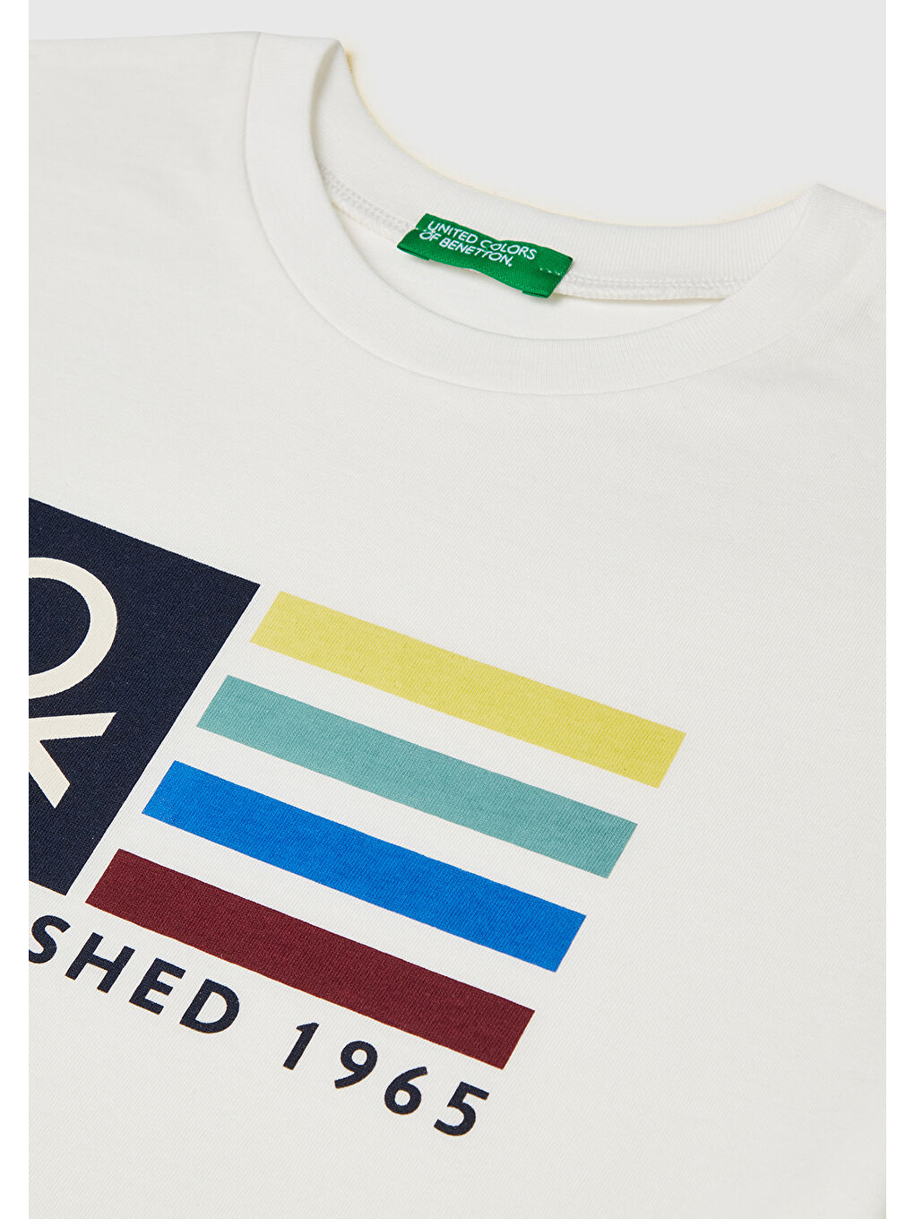 Erkek Çocuk Ekru Önü Logo Baskılı Bisiklet Yaka T-shirt-2