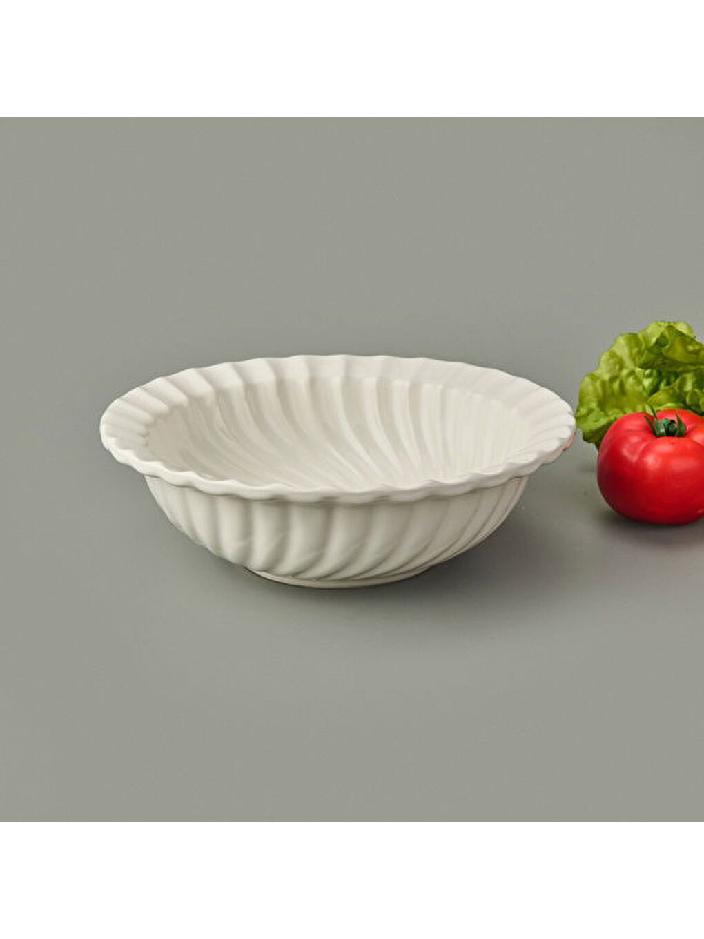 Ekru Porselen Papatya Salata Kasesi - Krem - 21x11 cm-1