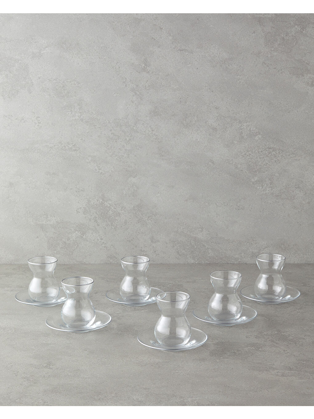 Gri Stellar Cam 12 Parça 6 Kişilik Çay Seti 140 ml Silver