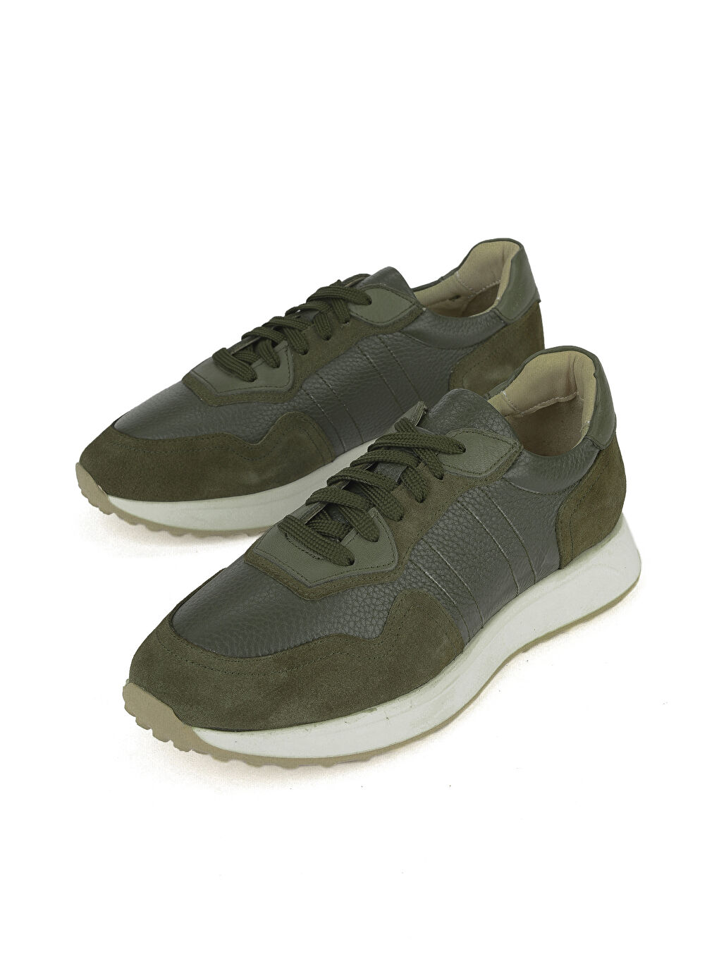 Erkek Hakiki Deri Sneaker 1531026Z265 Haki-4