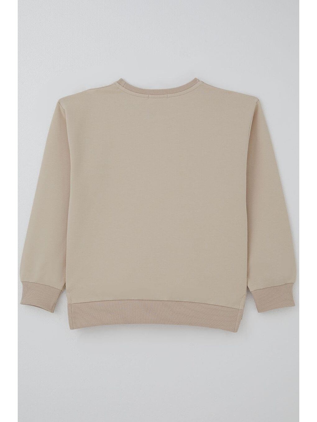 Kız Çocuk Sweatshirt Simli Kurdeleli Kalp Baskılı Bej (9-14 Yaş)-3