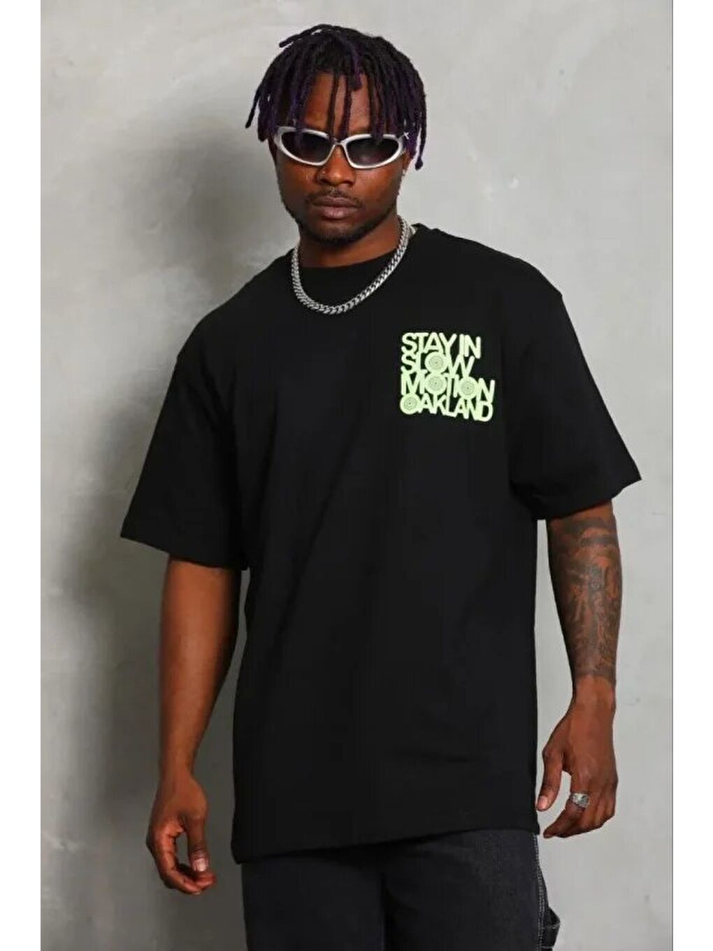 Siyah Erkek Baskılı Tişört