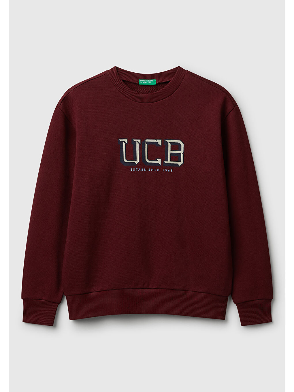 Erkek Çocuk Bordo Önü Logo Baskılı Bisiklet Yaka Regular Fit Sweatshirt