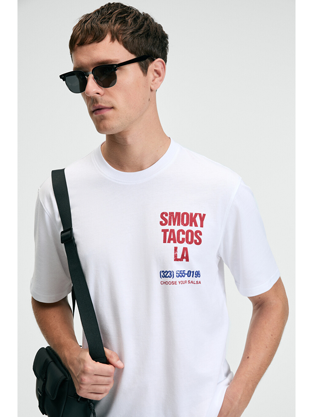 Fresh Erkek %100 Pamuk Oversize Fit Baskılı Kısa Kollu Yuvarlak Yakalı Beyaz T-shirt-1