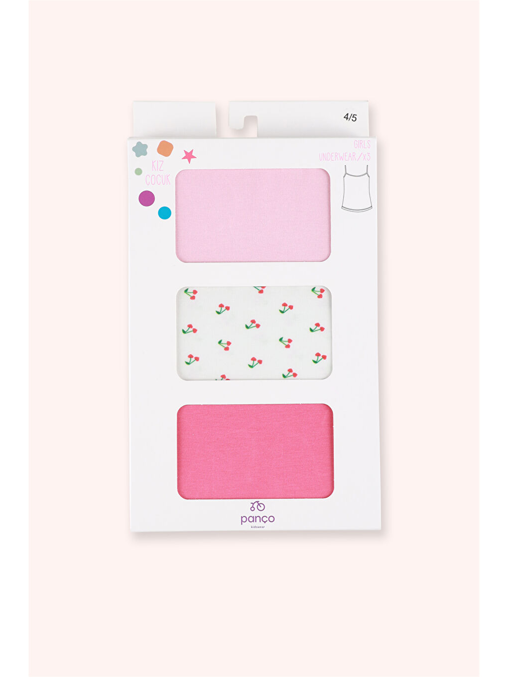 Kız Çocuk Kiraz Desenli Fuşya 3'lü Atlet Seti-1