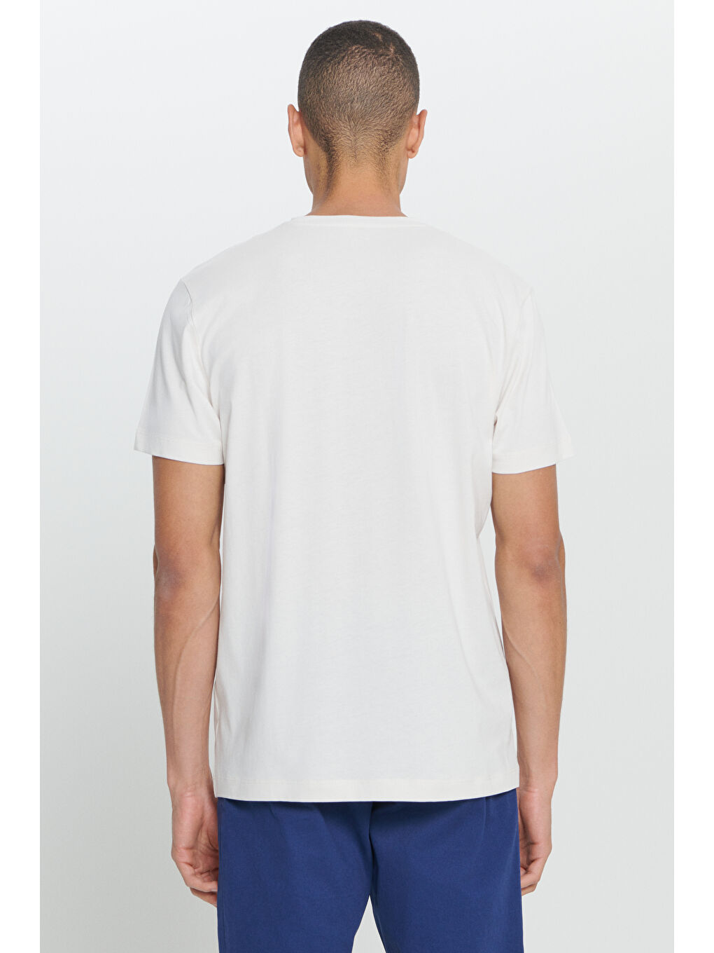 Erkek Açık Gri Standart Fit Normal Kesim %100 Pamuk Baskılı Bisiklet Yaka Tişört-5