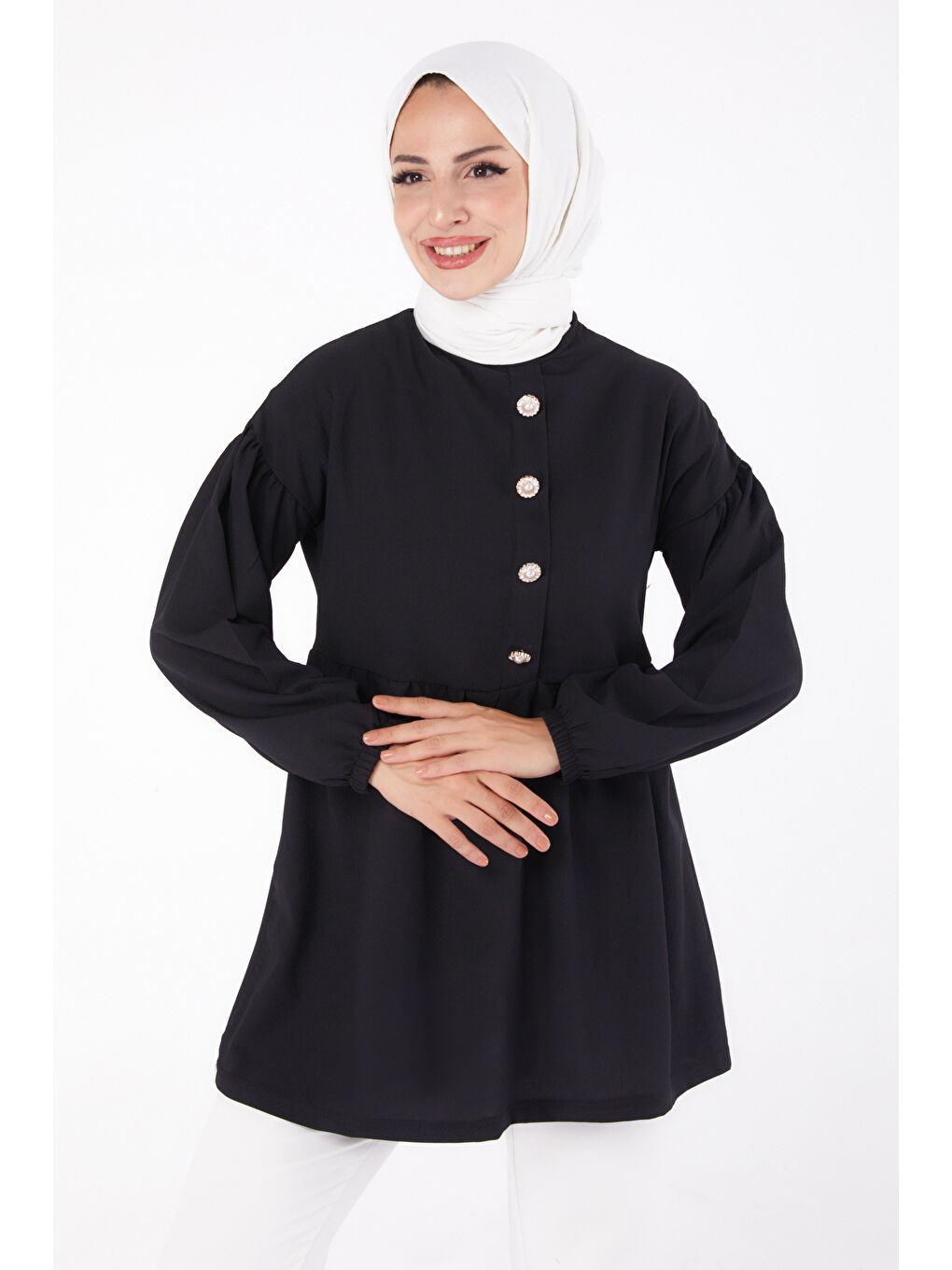Taşlı Tunik Siyah - 13294-1