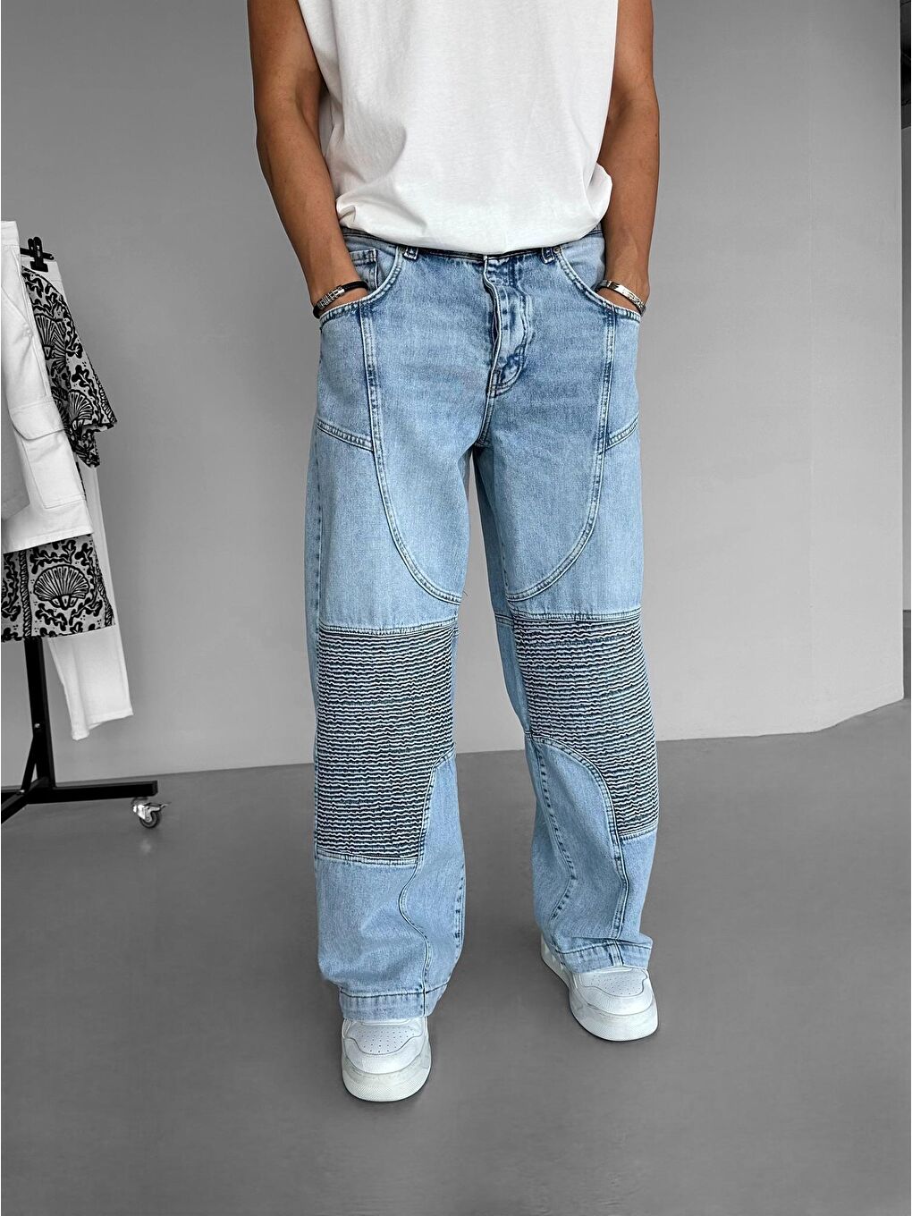 ablukaonline Super Baggy Jean Buz Mavi