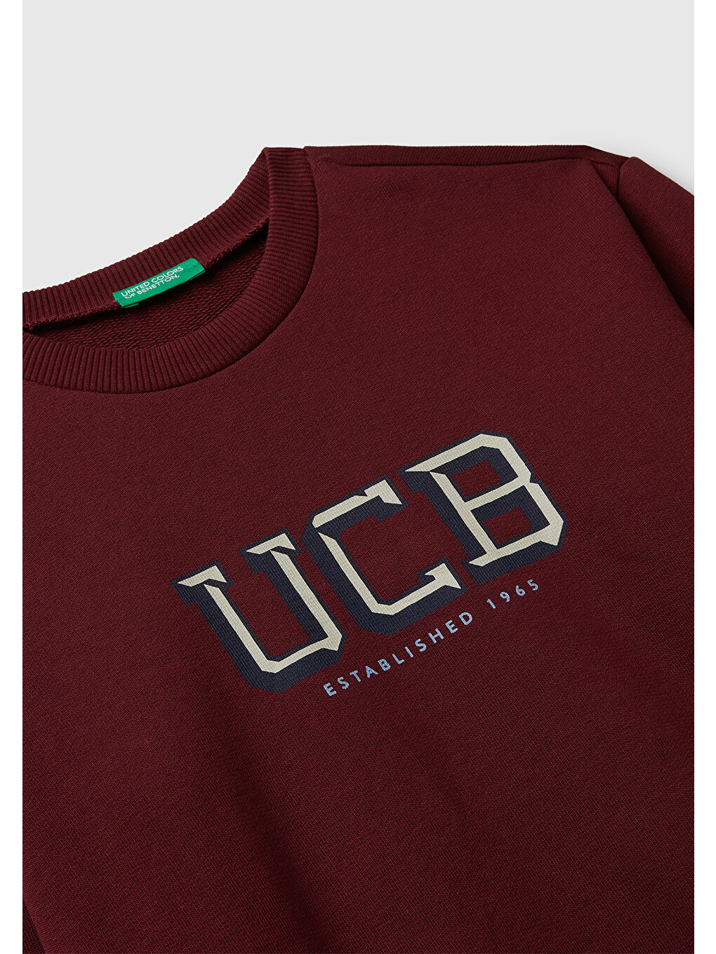 Erkek Çocuk Bordo Önü Logo Baskılı Bisiklet Yaka Regular Fit Sweatshirt-2