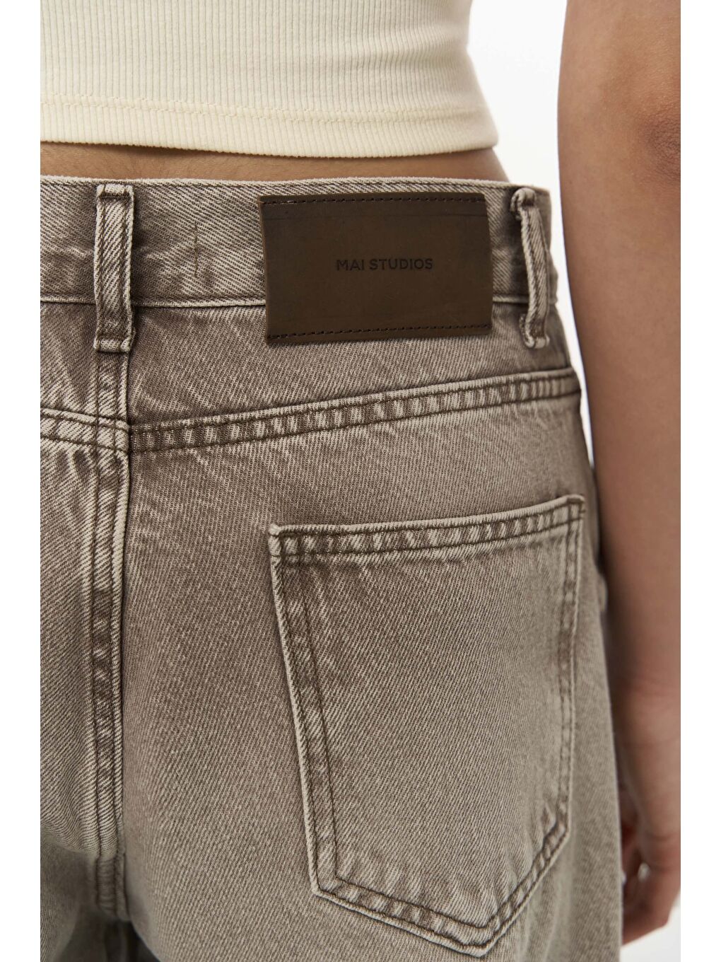 Kahverengi Volme Yıkamalı Kahve Jean Pantolon-7