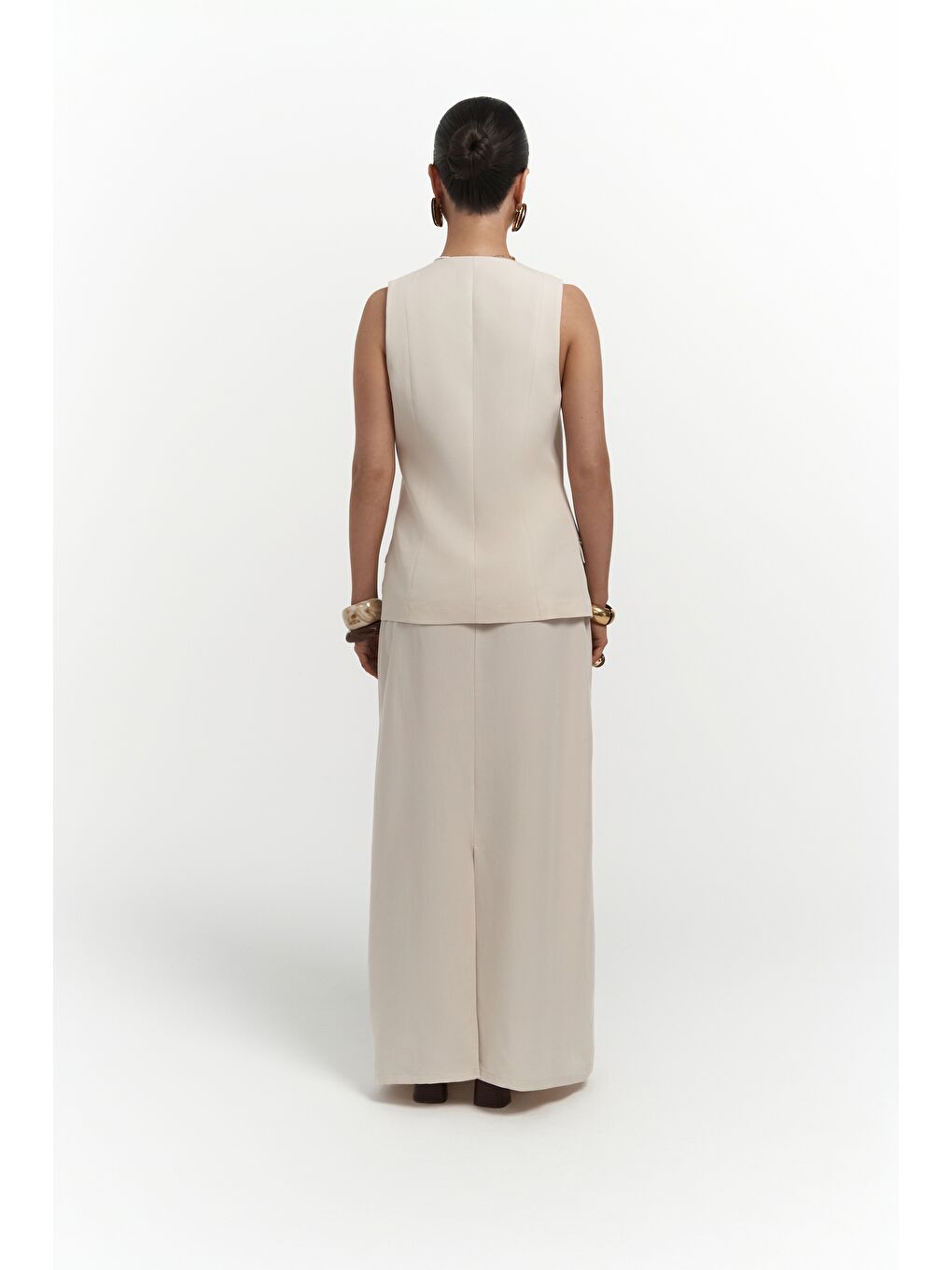 Bej Korben Yelek Etek Taş Takım-4