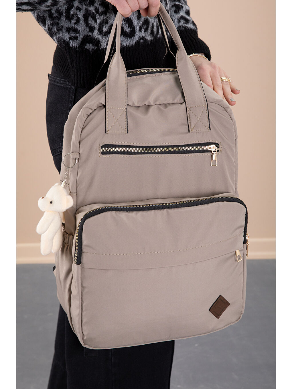 Bej Çok Fonksiyonlu Aksesuarlı Bebek Bakımı & Anne Sırt Çantası 20237