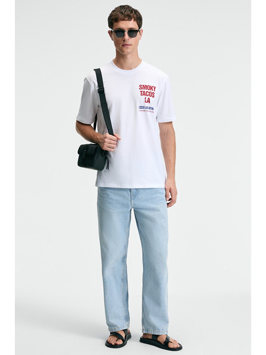 Fresh Erkek %100 Pamuk Oversize Fit Baskılı Kısa Kollu Yuvarlak Yakalı Beyaz T-shirt-2