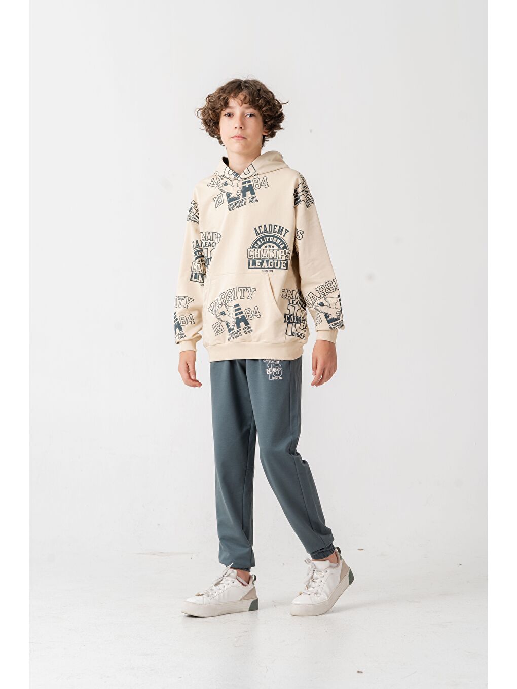 Gri Academy California Champ League Since 1979 Baskılı Erkek Çocuk Alt Üst Eşofman Takımı