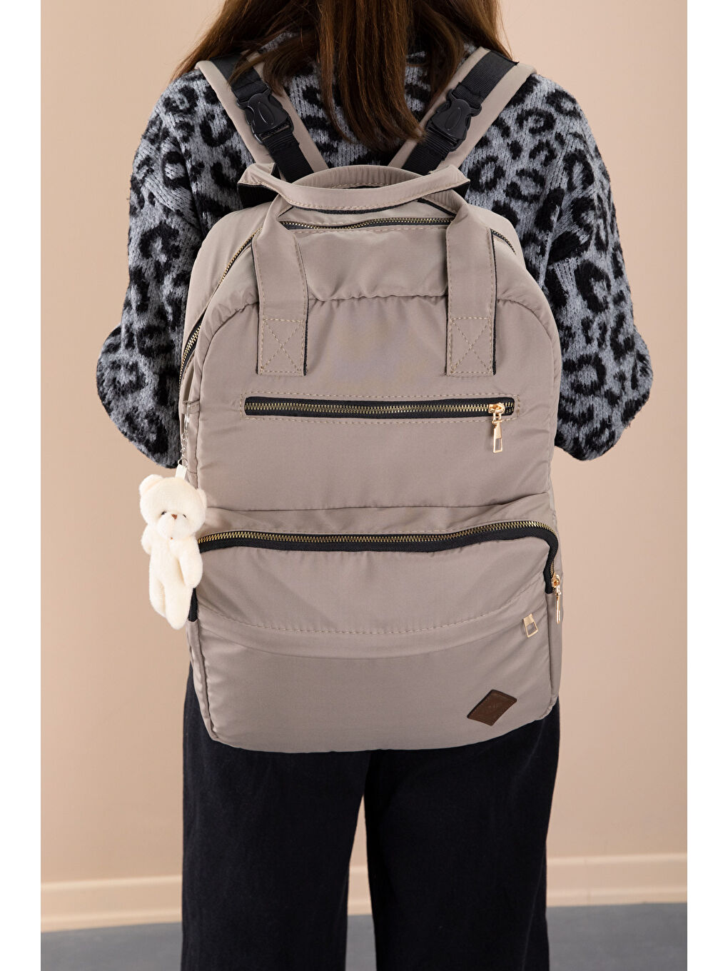 Bej Çok Fonksiyonlu Aksesuarlı Bebek Bakımı & Anne Sırt Çantası 20237-1