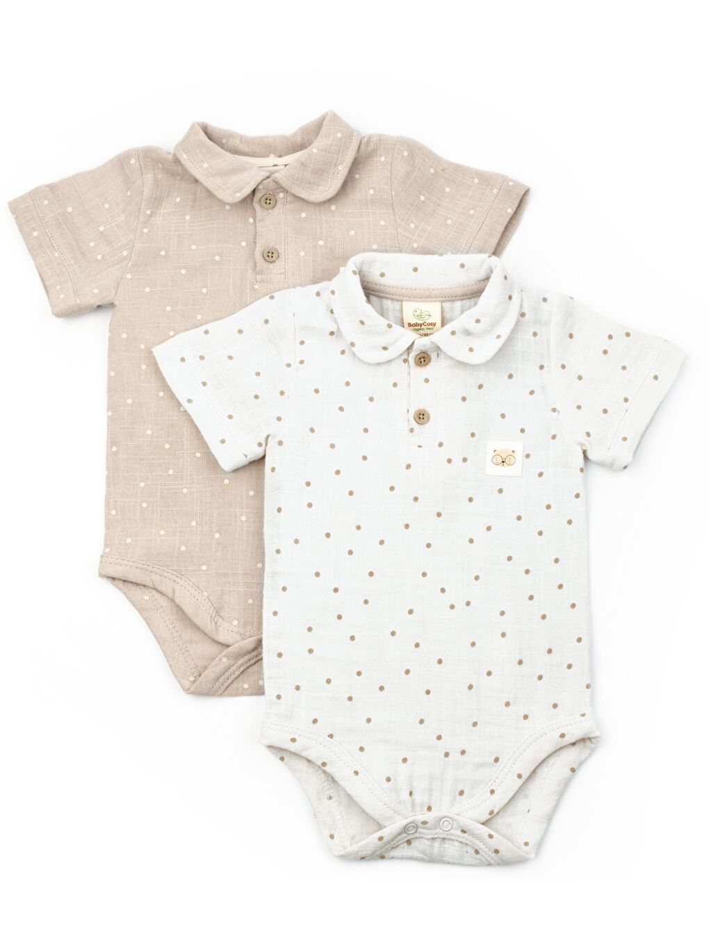 Ekru Bebek 2li Kısa Kollu Badi Müslin %100 Pamuk, Bebek ve Yenidoğan Serisi --1