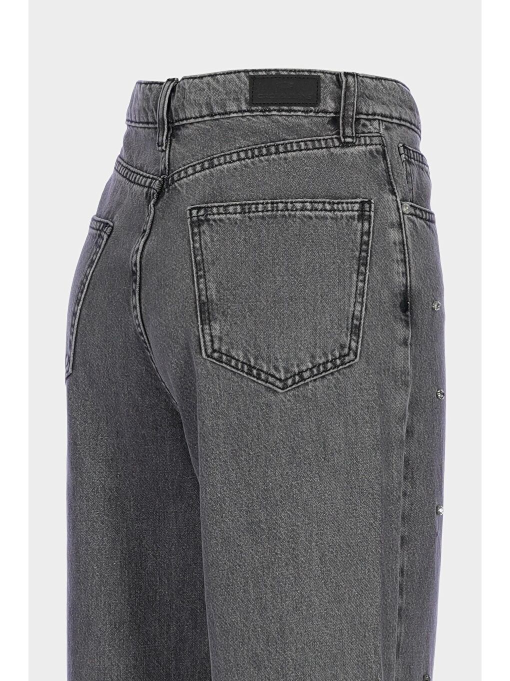Weslie Antrasit Yüksek Bel Taş Detaylı Wideleg Jean Pantolon C 4530-225-2