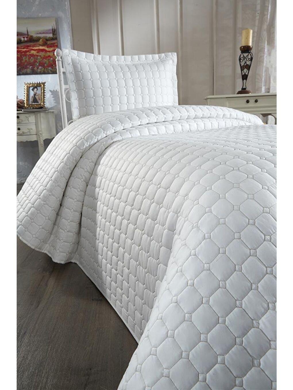 Ekru Estiva Tek Kişilik Yatak Örtüsü Krem-4