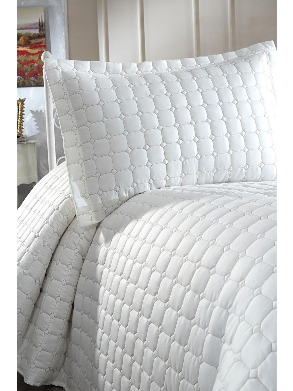 Ekru Estiva Tek Kişilik Yatak Örtüsü Krem-6