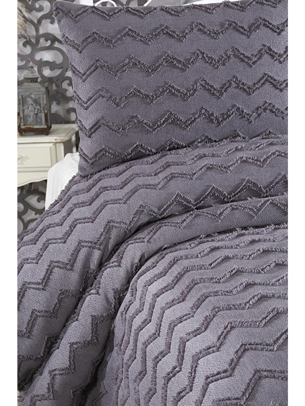 Lumpa 2 Parça Tek Kişilik Pike Takımı Antrasit-1