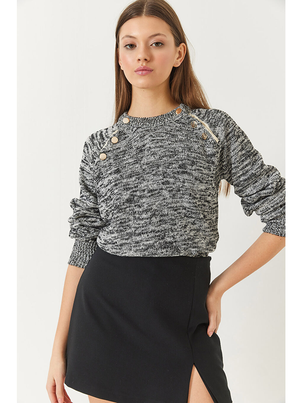 Lila Kadın Patlı Reglanlı Triko Kazak-1