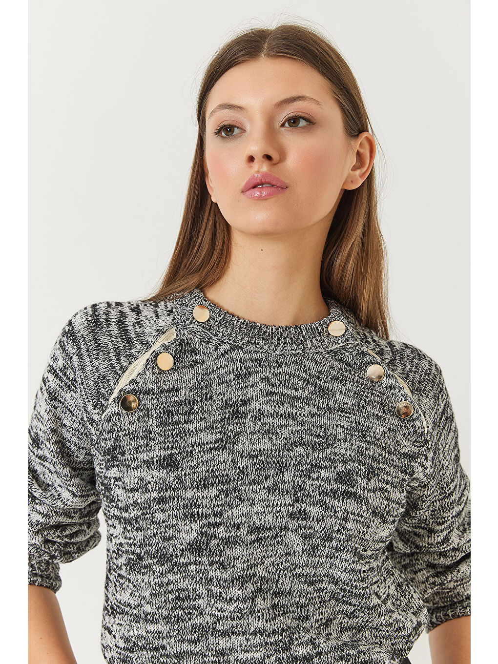 Lila Kadın Patlı Reglanlı Triko Kazak-2