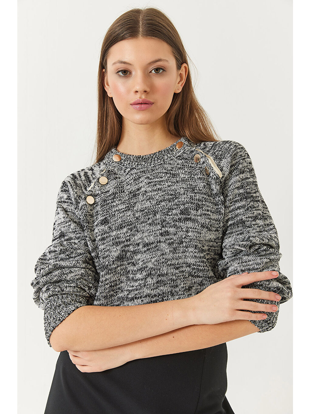 Lila Kadın Patlı Reglanlı Triko Kazak-3