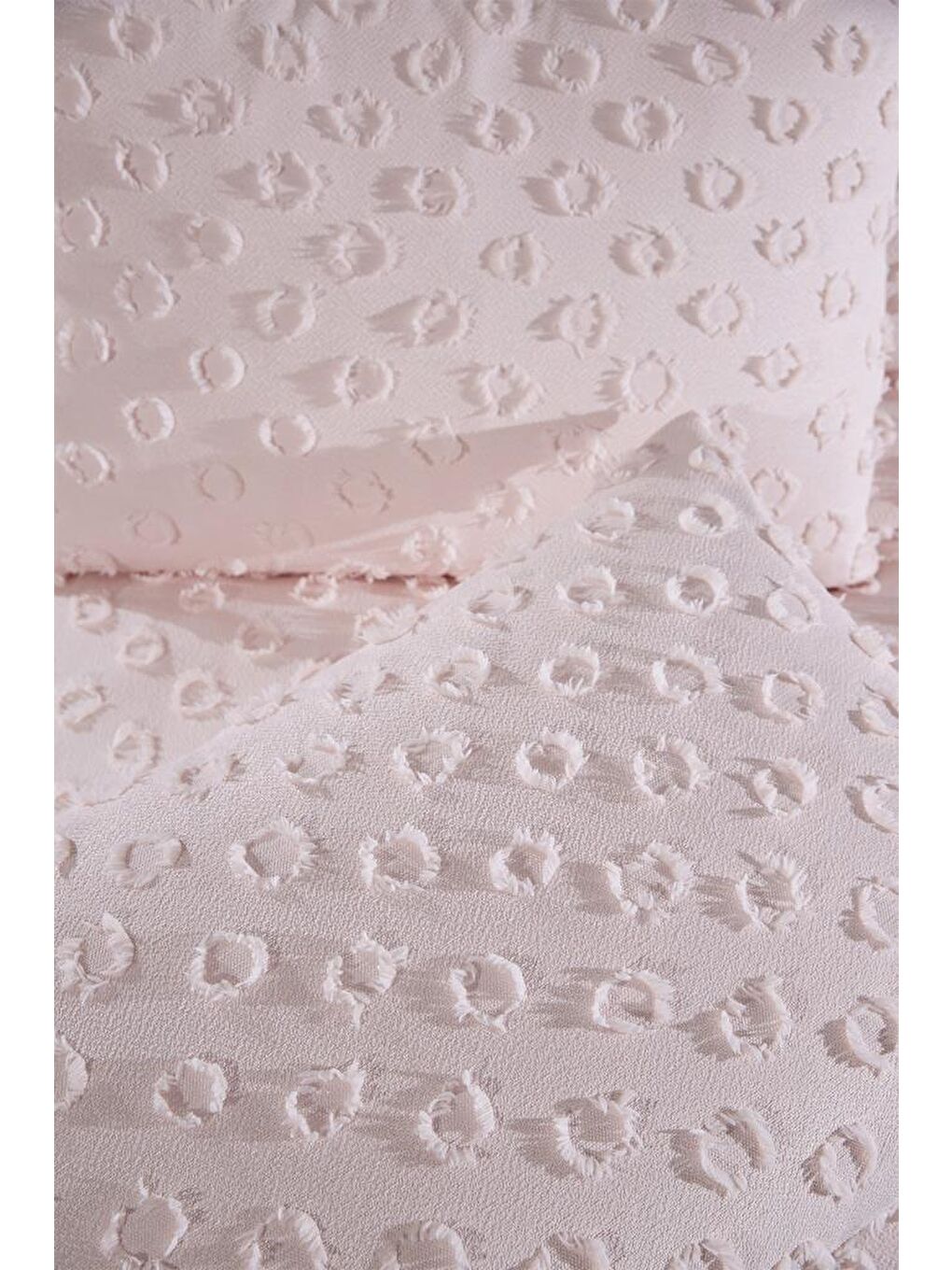 Pembe Konik 3 Parça Çift Kişilik Pike Takımı Pudra-7