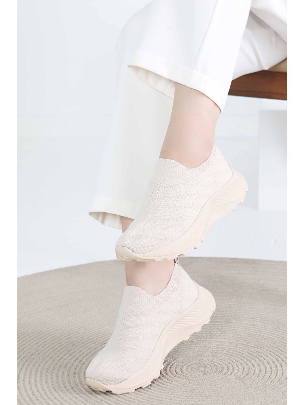 Kadın Bej Triko Ayakkabı - 27391-3