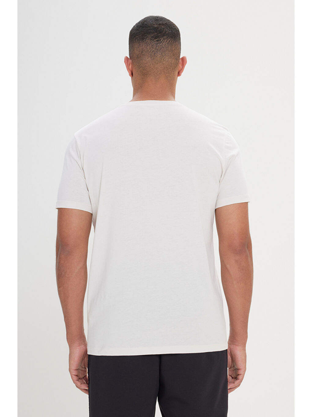 Erkek Açık Gri Standart Fit Normal Kesim %100 Pamuk Baskılı Bisiklet Yaka Tişört-4