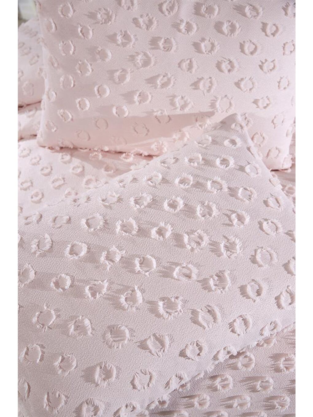 Pembe Konik 3 Parça Çift Kişilik Pike Takımı Pudra-8