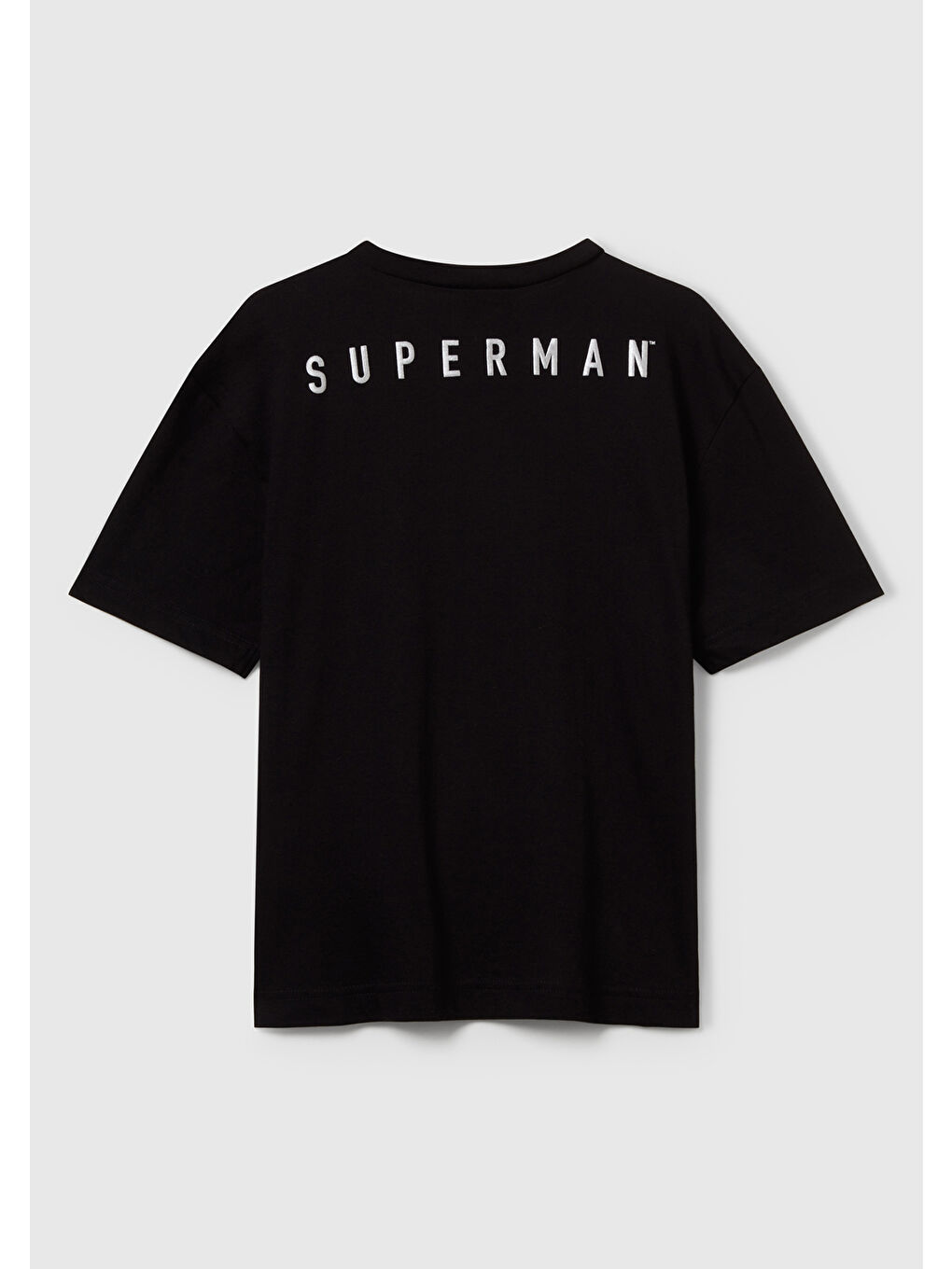 Erkek Çocuk Siyah Superman Baskılı Logo Etiketli T-shirt-1