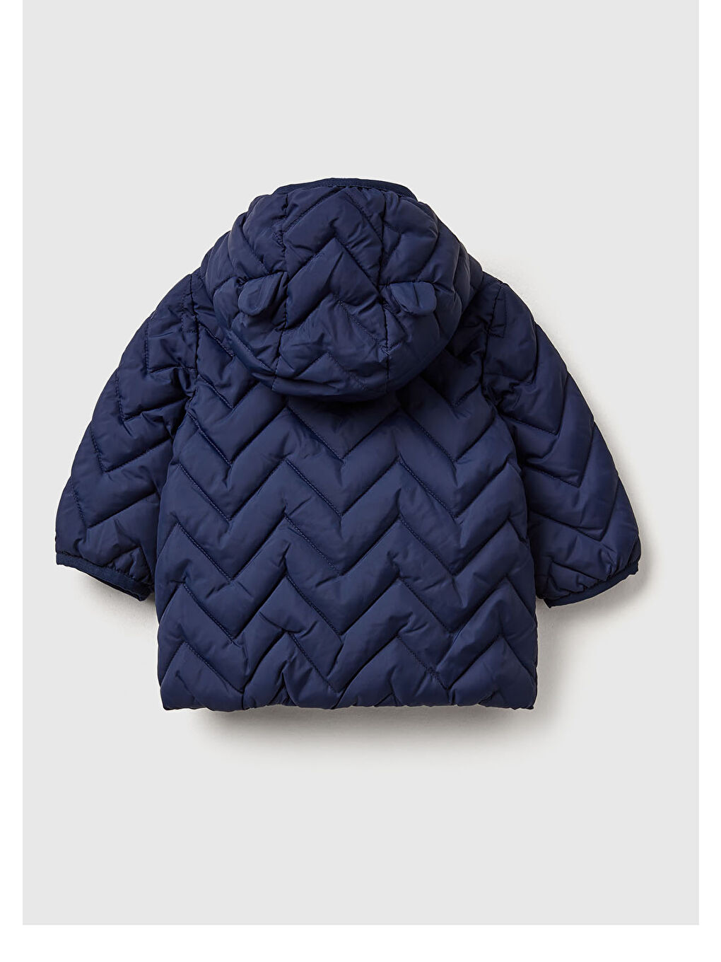 Bebek Lacivert Zikzak Dikişli Tavşan Kulak Kapüşonlu Mevsimlik İnce Mont-1