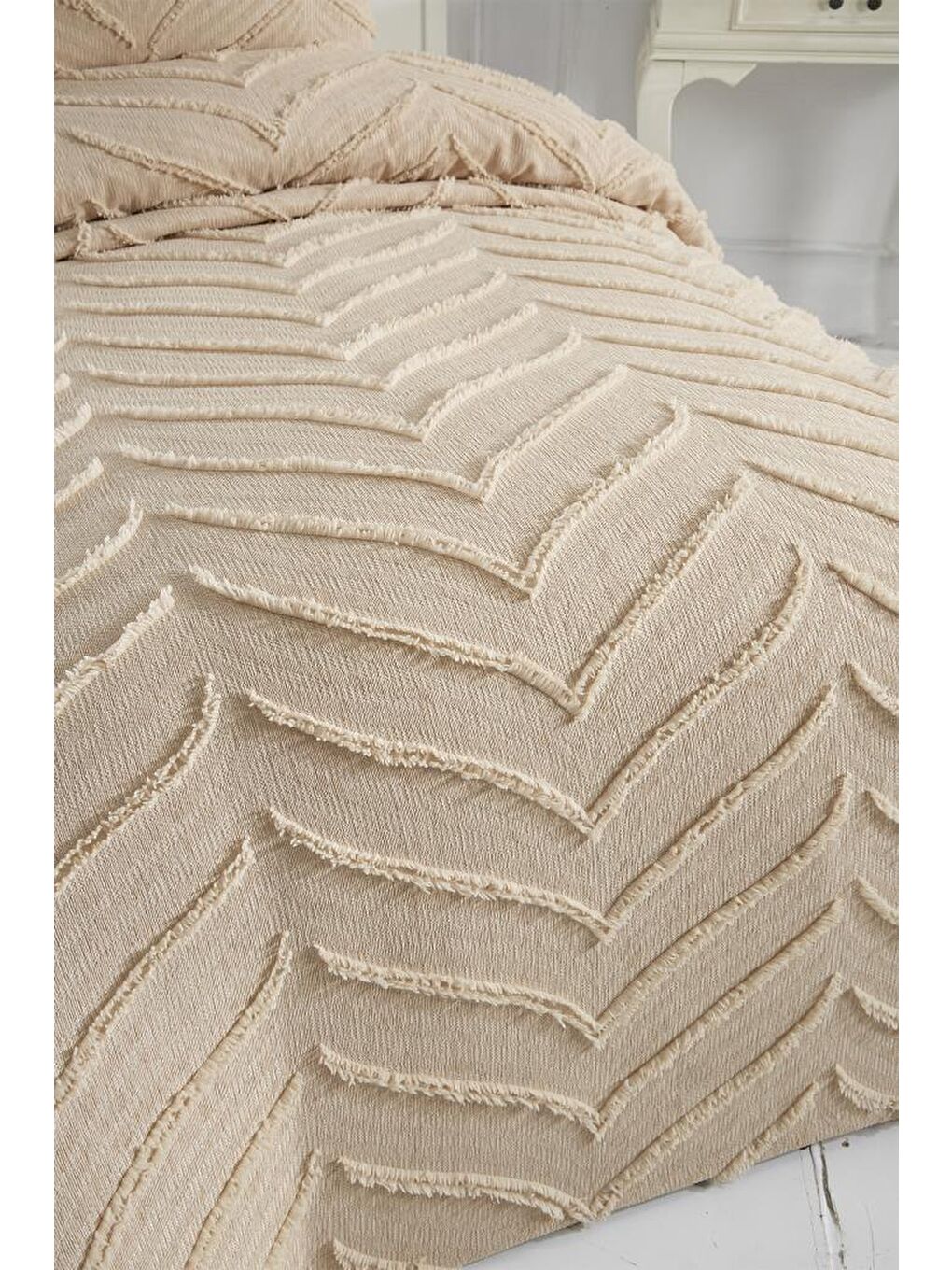 Sementina 2 Parça Tek Kişilik Pike Takımı Bej-3