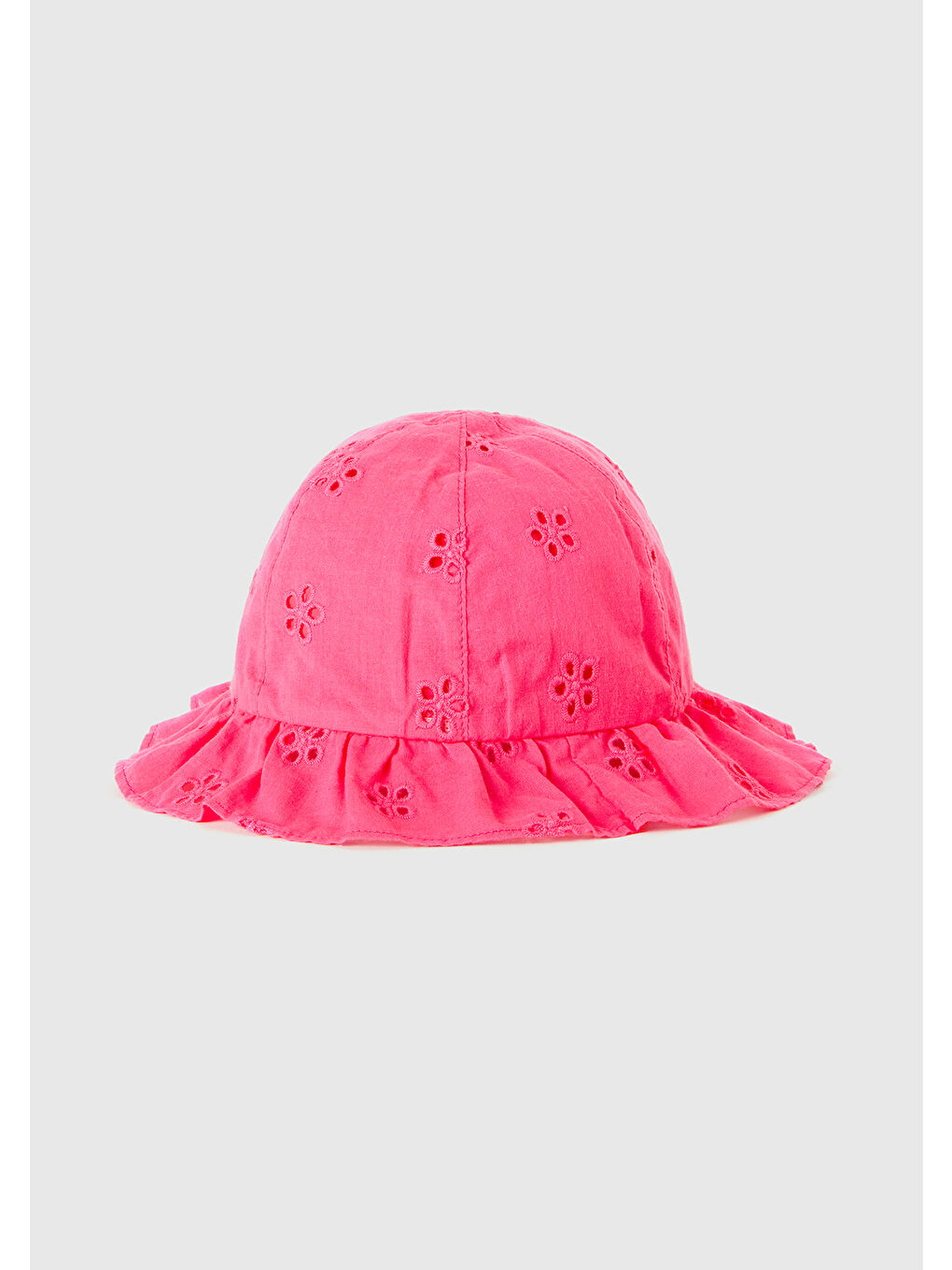Kız Çocuk Fuşya Çiçek İşlemeli İpli Şapka-1