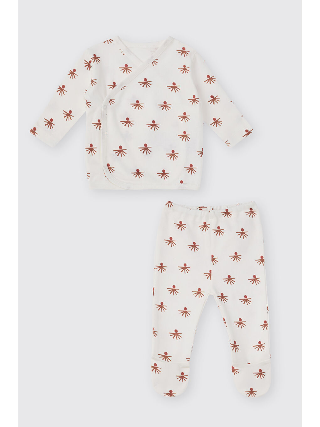 Ekru Yenidoğan Ahtapot Desenli 5'li Hastane Çıkışı