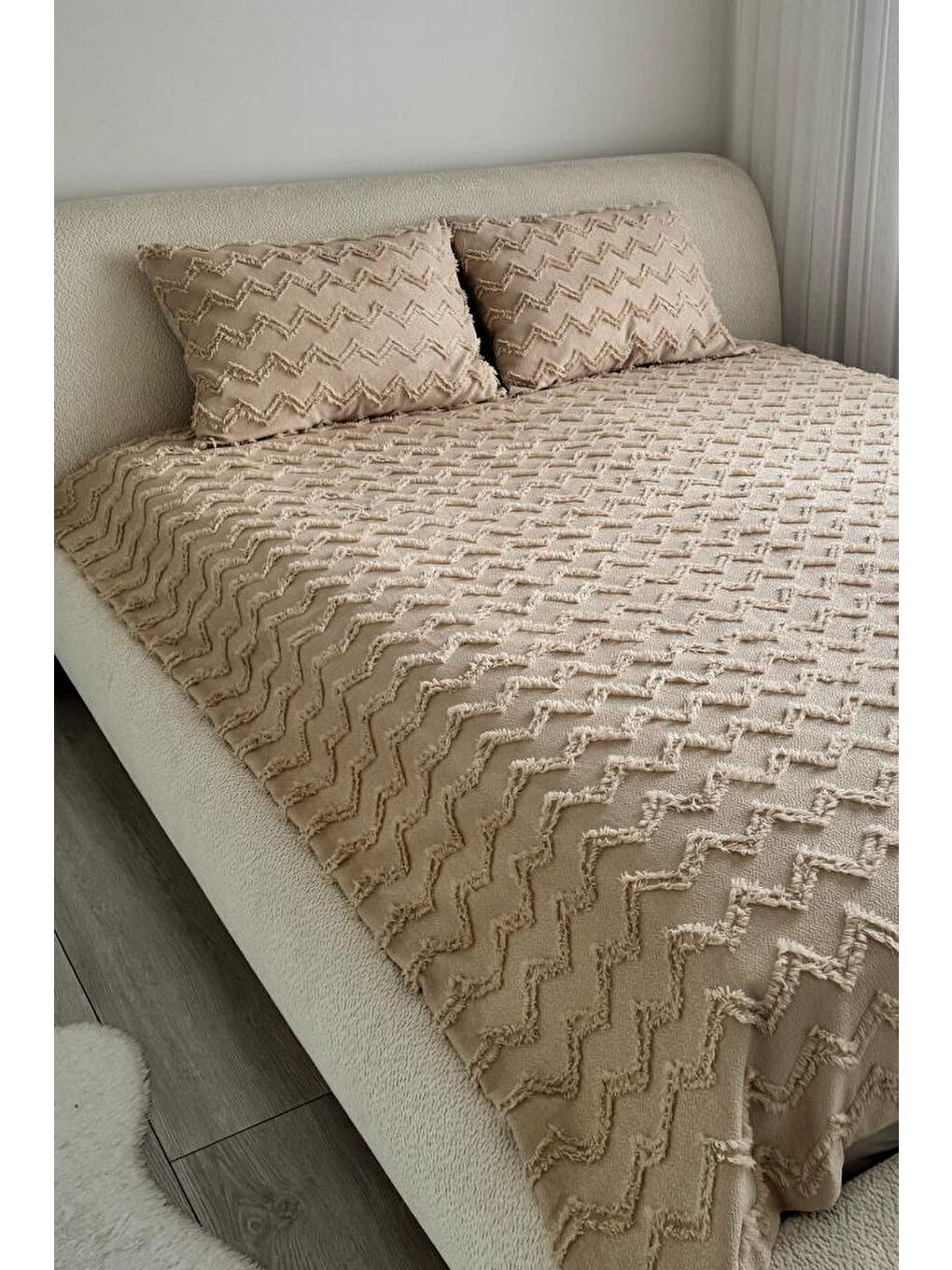 Lumpa 2 Parça Tek Kişilik Pike Takımı Bej-4