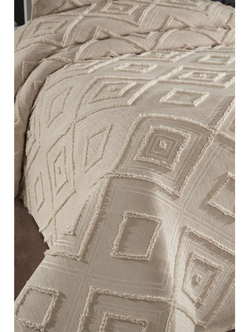 Samira 2 Parça Tek Kişilik Pike Takımı Bej-1