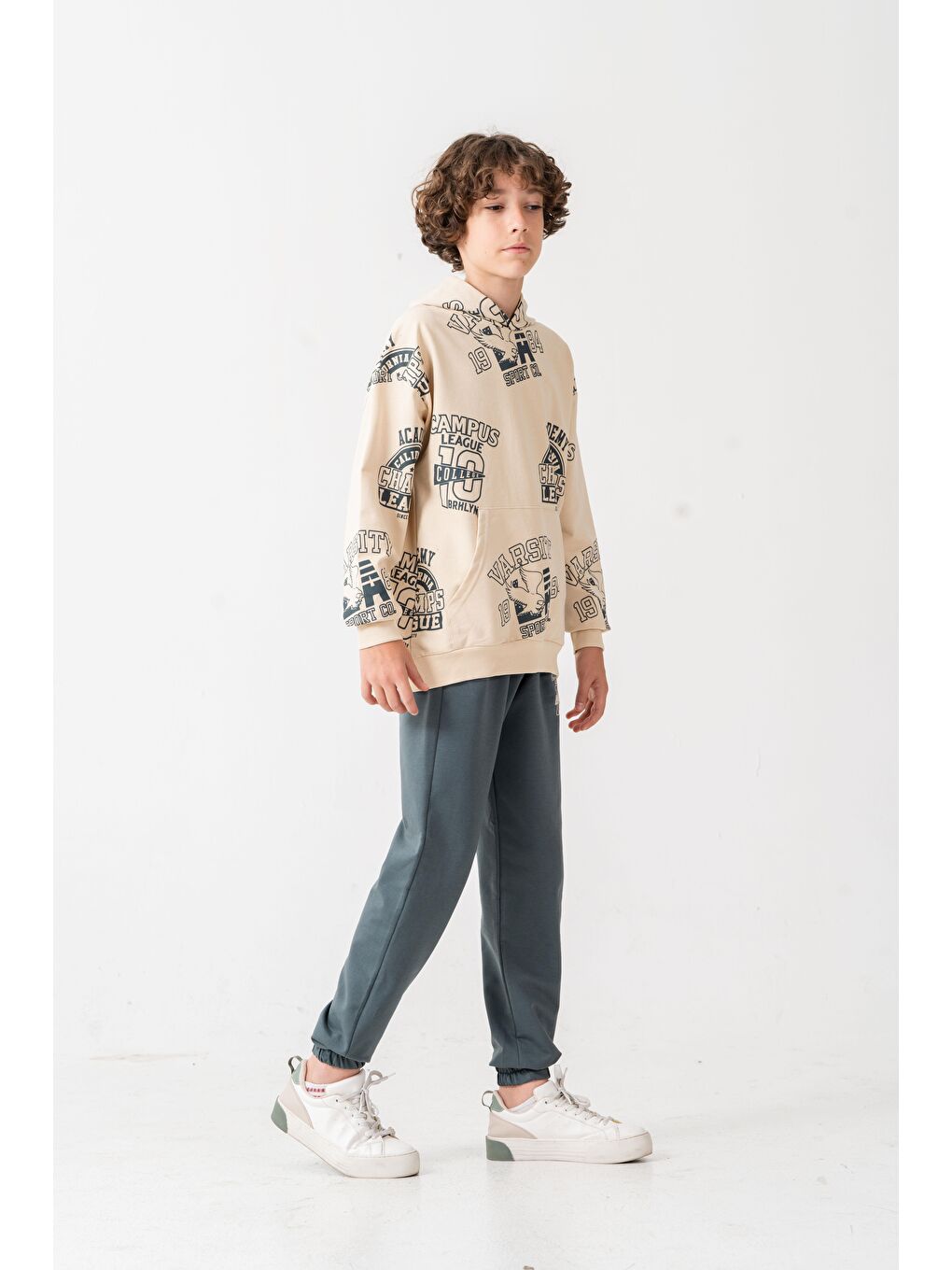 Gri Academy California Champ League Since 1979 Baskılı Erkek Çocuk Alt Üst Eşofman Takımı-2