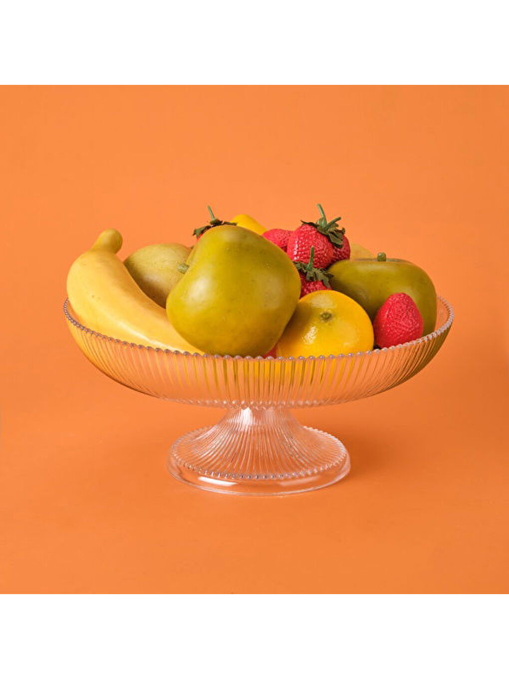 Renksiz Ayaklı Cam Meyvelik - Şeffaf - 30 cm