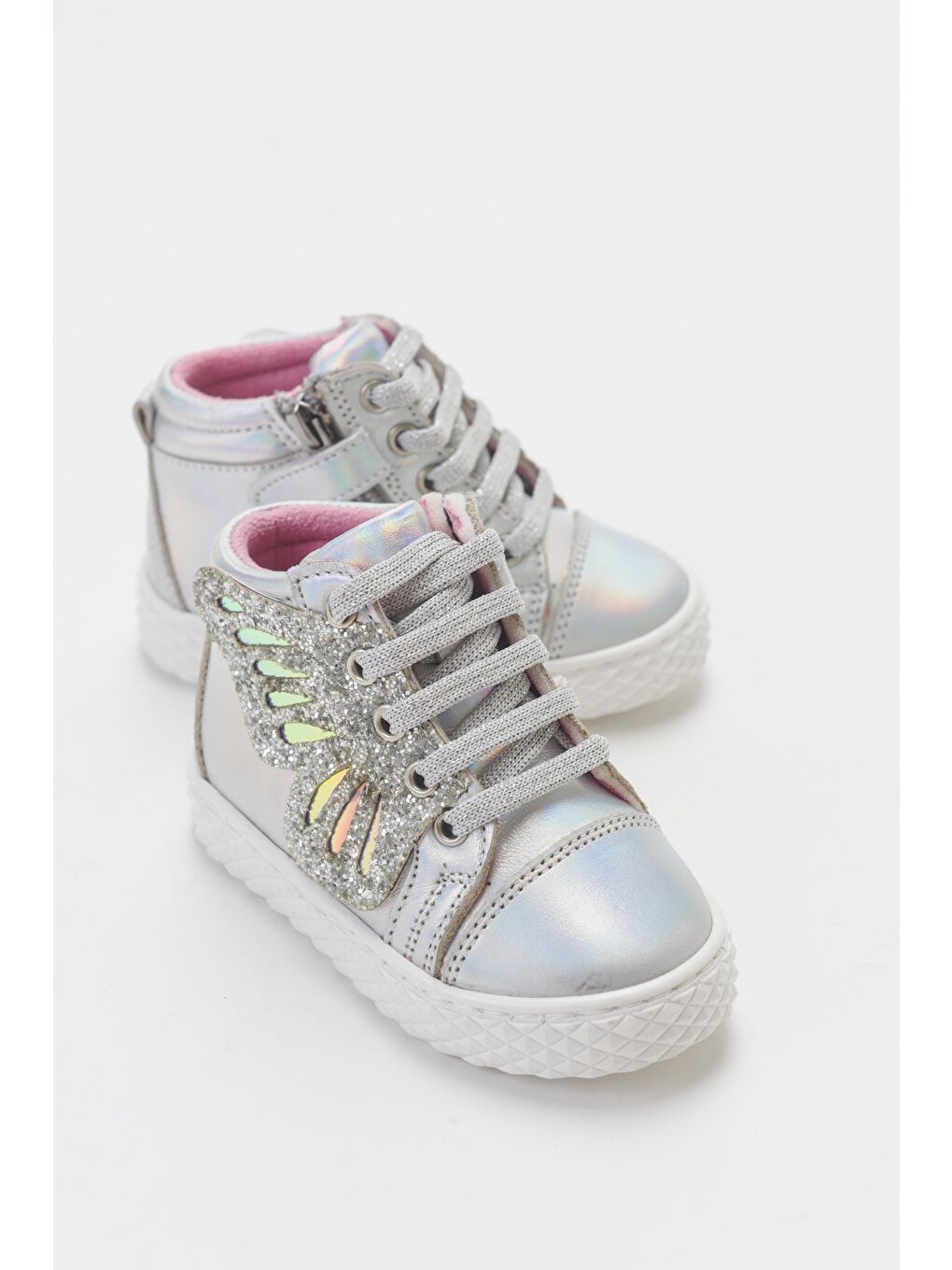 Gri Kız Çocuk Gümüş Hakiki Deri Suya Dayanıklı Anatomik İlk Adım Bot